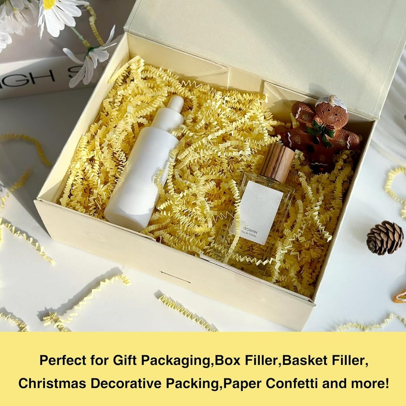 Corlcol 200g(7oz) Crinkle Paper Shredded Filler Paper for Gift Baskets Shreds Decoration Stuffing for Easter, Christmas(Light Yellow) - Image 5